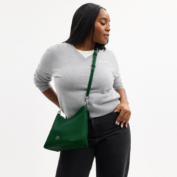 Coach Laurel Shoulder Bag | Pebbled Leather/Silver/Shamrock - Picture 8 of 10